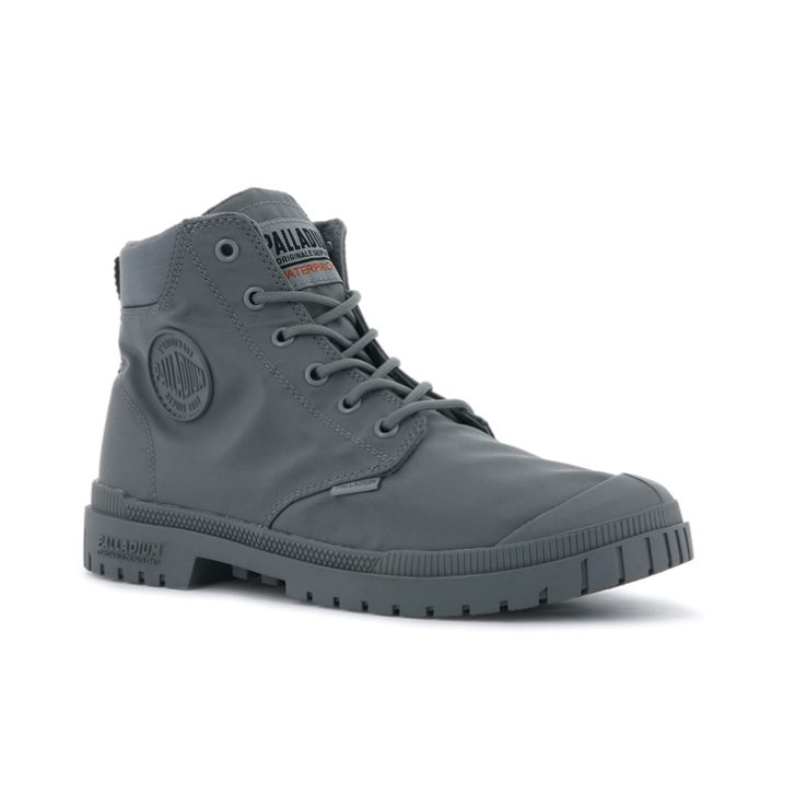 Palladium Pampa Sp20 Cuff WP+ Men's Boots Dark Grey | UK D648-HES